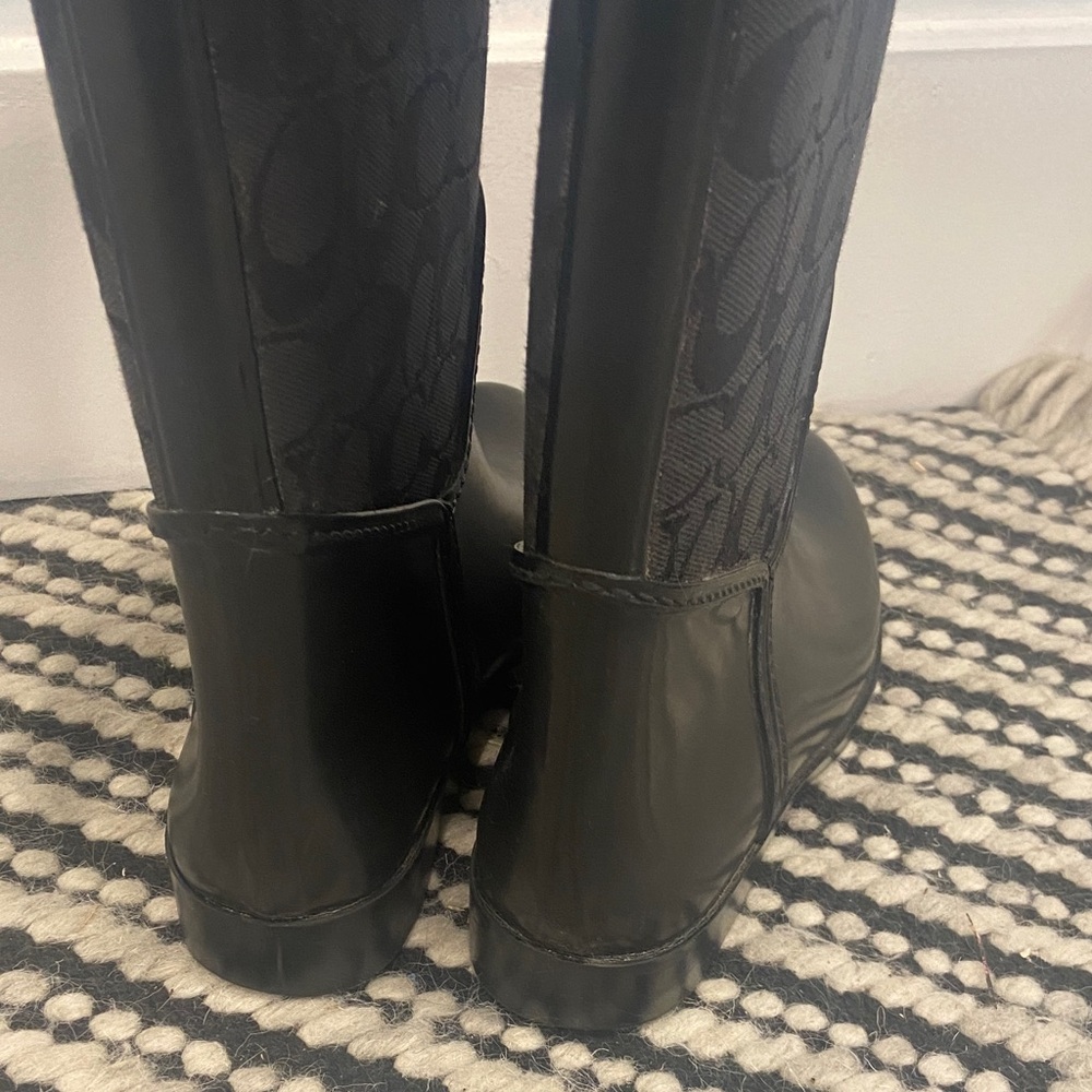 Coach Tristee Waterproof Rain Boots sz. 6 Lace Corset Monogram - Picture 9 of 14
